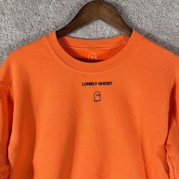 Lonely Ghost Crew Neck Sweatshirt Womens Small Orange Text Me When You Get Home‎ - Picture 2 of 8